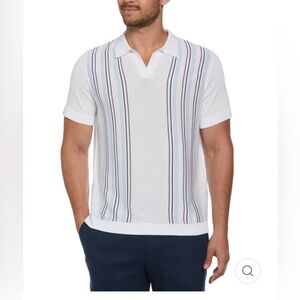 Cubavera White Shirt with Blue and Purple Stripes